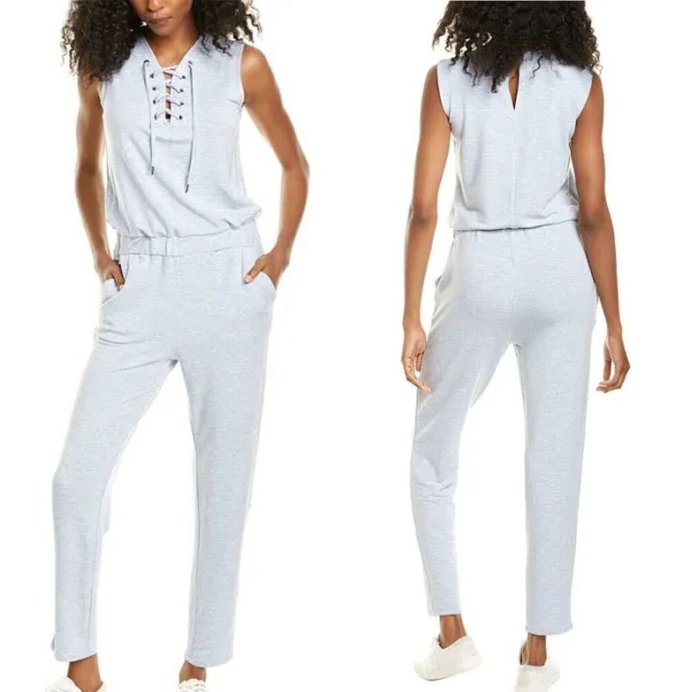 Blue Orchid NWT Jumpsuit Chambray Blue Lace Up Front Sleeveless Stretch Sz 1X